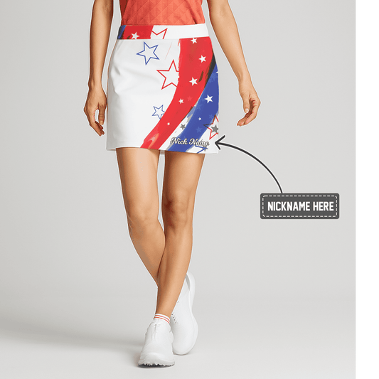 Personalized Women's Red White Blue Stars Golf Skort J6496 main image - S