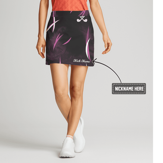 Personalized Women's Black Purple Abstract Golf Skort with Golf Clubs X1416 main image - S