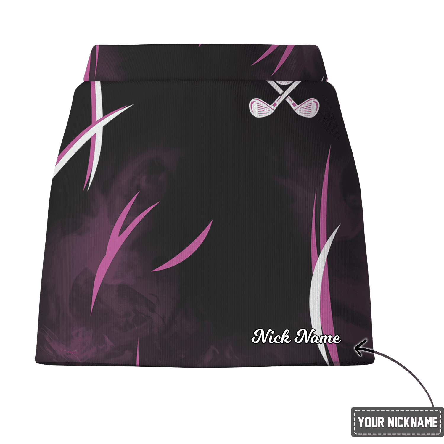 Personalized Women's Black Purple Abstract Golf Skort with Golf Clubs X1416 additional image 2
