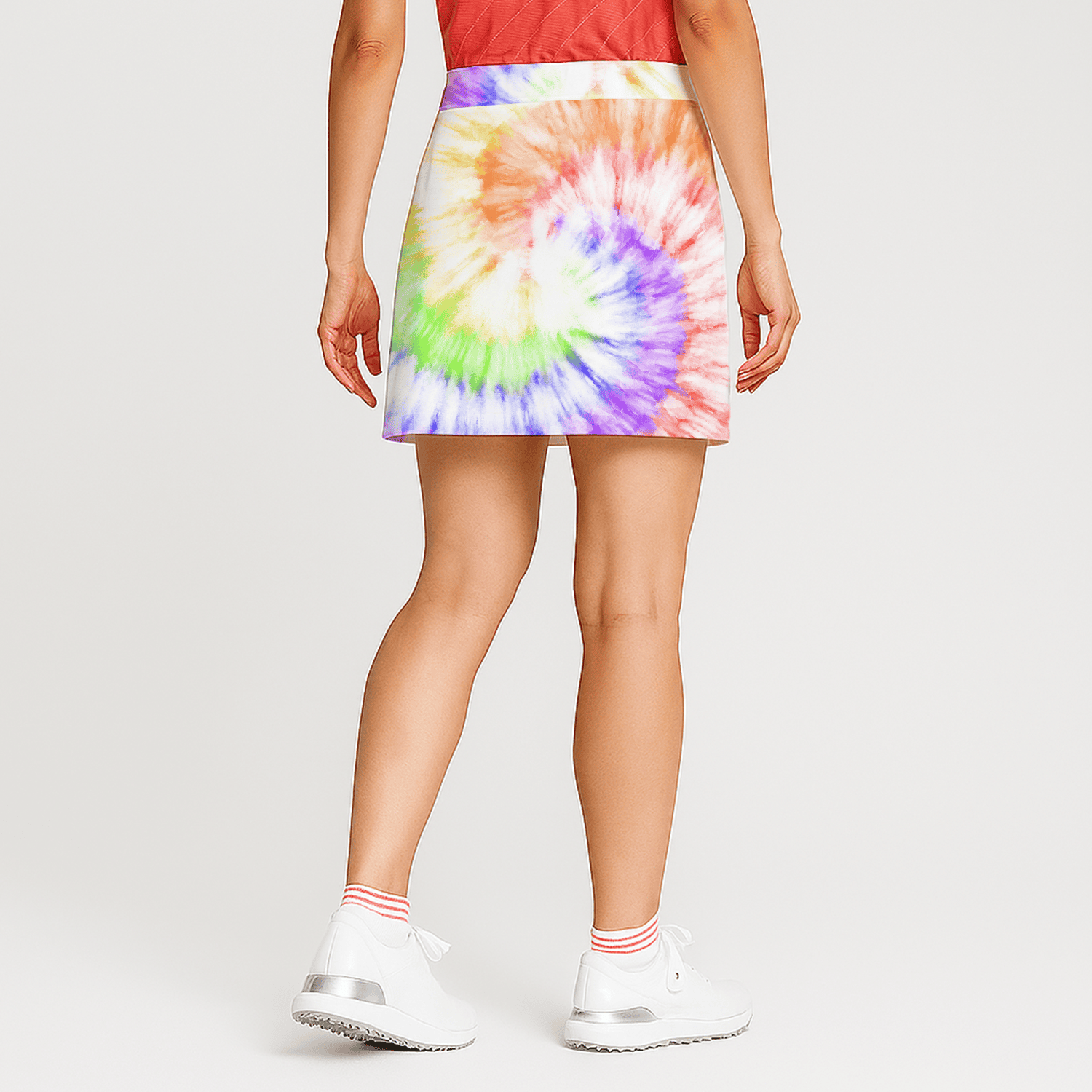 Personalized Women's Vibrant Rainbow Tie-Dye Athletic Golf Skort F7146 additional image 1