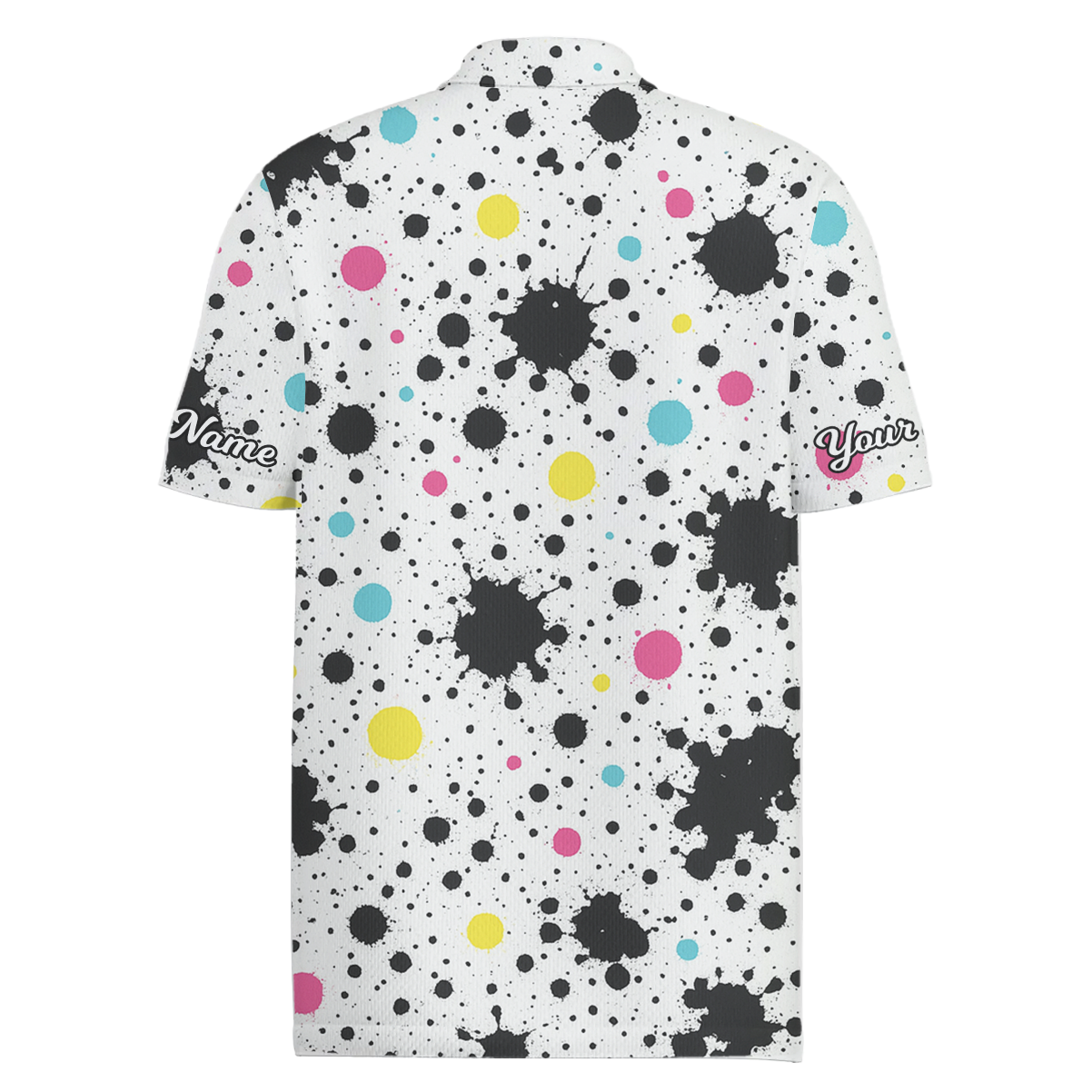 Personalized Colorful Paint Splatter Dots Golf Polo Shirt Men White Black Multi S2248 additional image 1