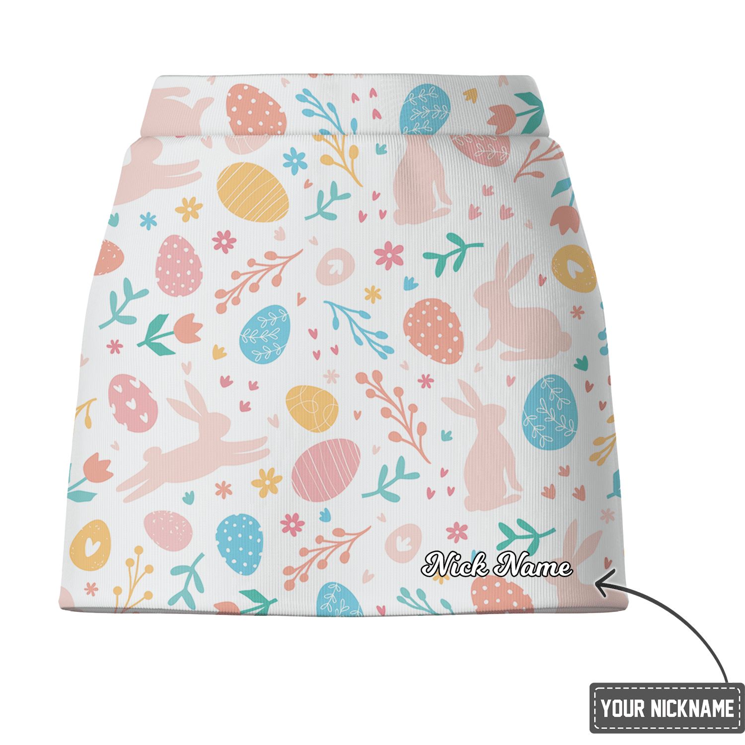 Personalized Women's Pastel Easter Bunny & Egg Floral Print Golf Skort T2066 additional image 2