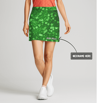 Personalized Green Lucky Clover Print Women's Golf Skort N3298 main image - S