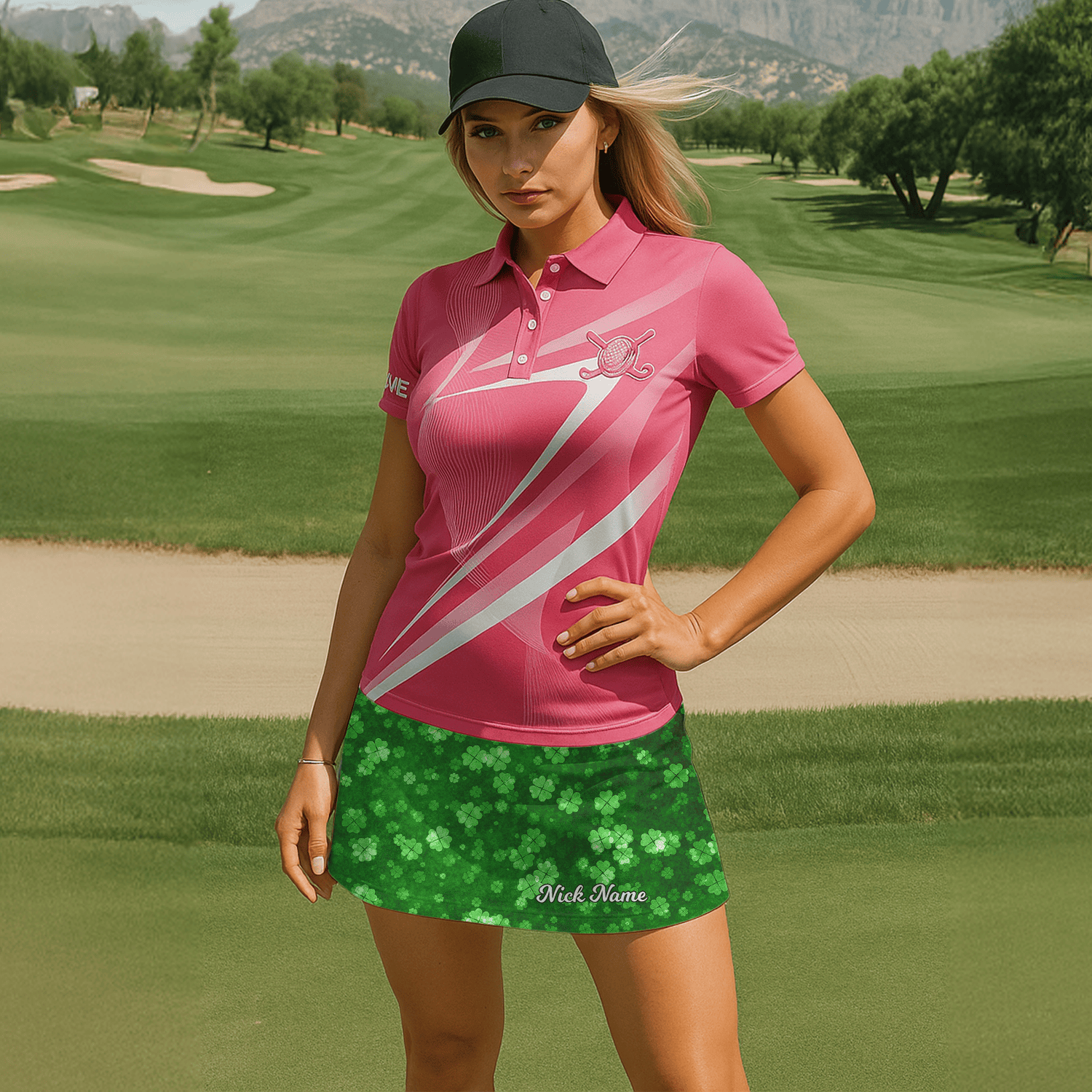 Personalized Green Lucky Clover Print Women's Golf Skort N3298 additional image 6