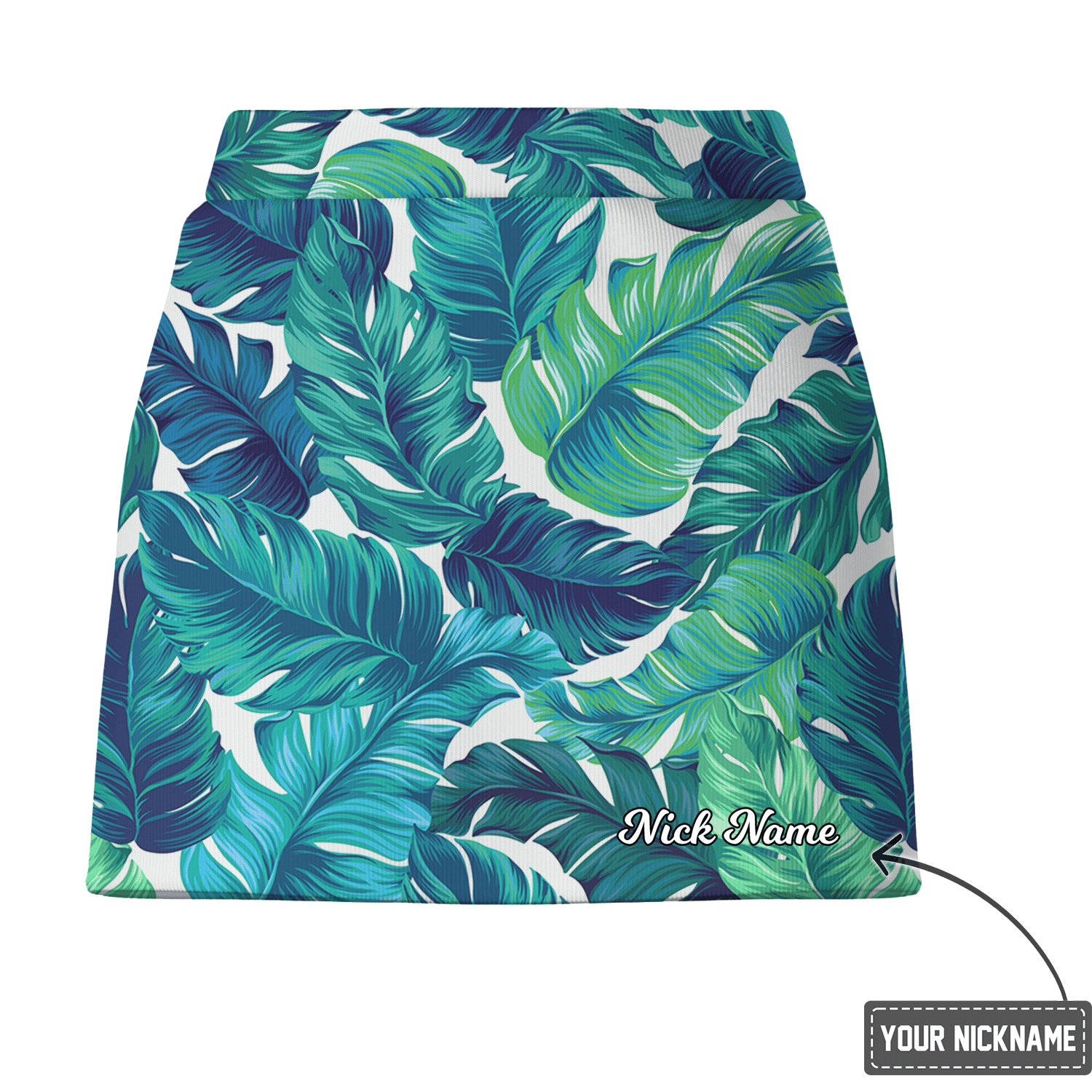 Personalized Vibrant Teal Green Tropical Palm Leaf Women's Golf Skort U2295 additional image 2