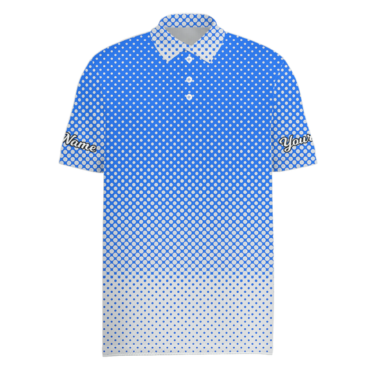 Personalized Blue White Dot Fade Golf Polo Shirt Men D1496 main image - Men Polo S