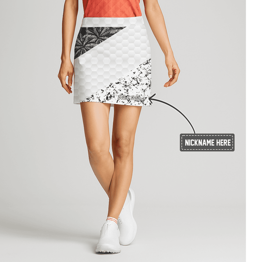 Personalized Monochrome Geometric Palm Distressed Women's Golf Skort Q4725 main image - S