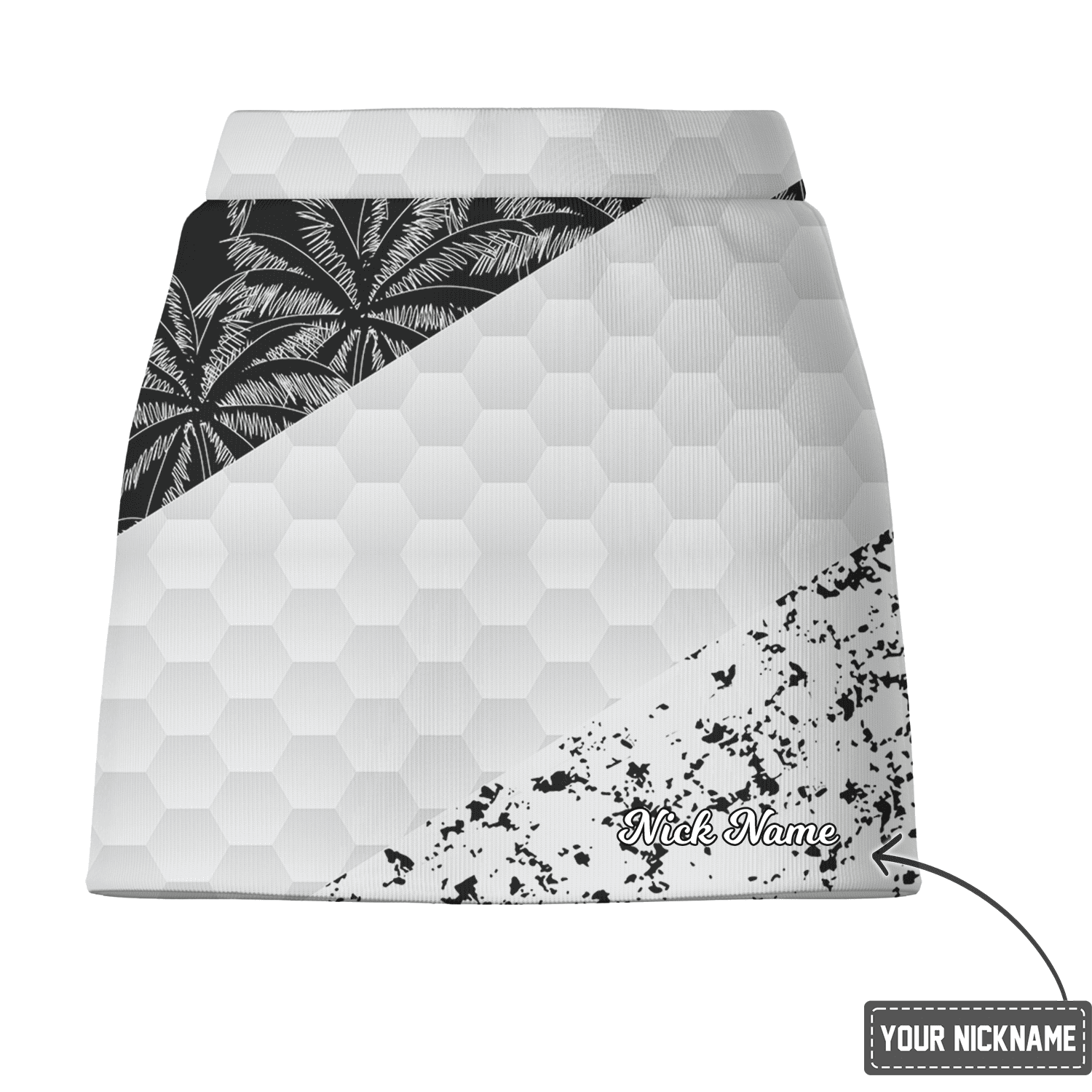 Personalized Monochrome Geometric Palm Distressed Women's Golf Skort Q4725 additional image 2