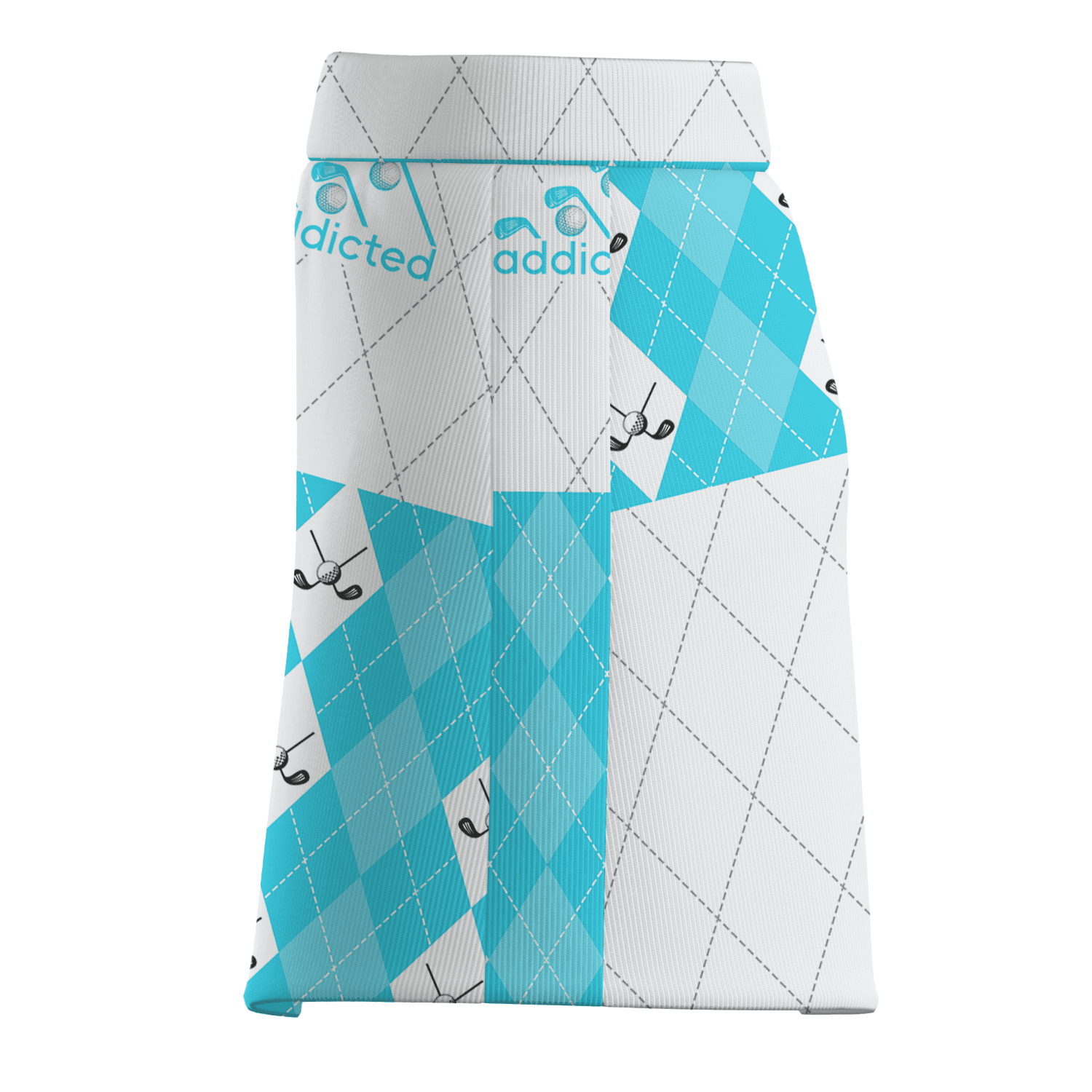 Personalized Women's Aqua White Argyle Golf Skort with Golf Club Print M5357 additional image 3