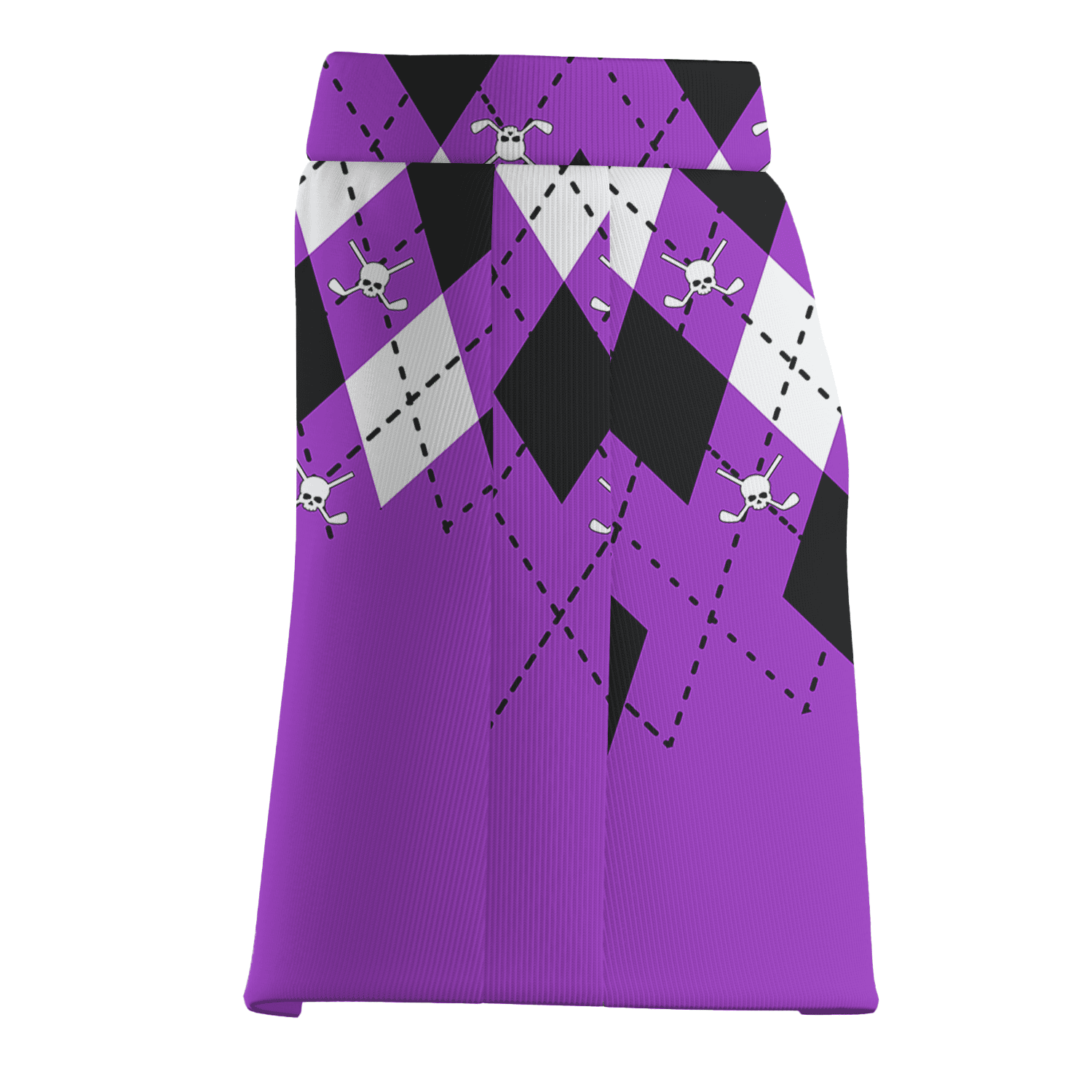 Personalized Women's Purple Argyle Skull & Golf Clubs Golf Skort P7361 additional image 3