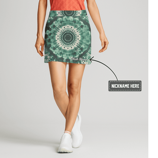 Personalized Green Tie-Dye Mandala Print Women's Athletic Golf Skort Z0589 main image - S