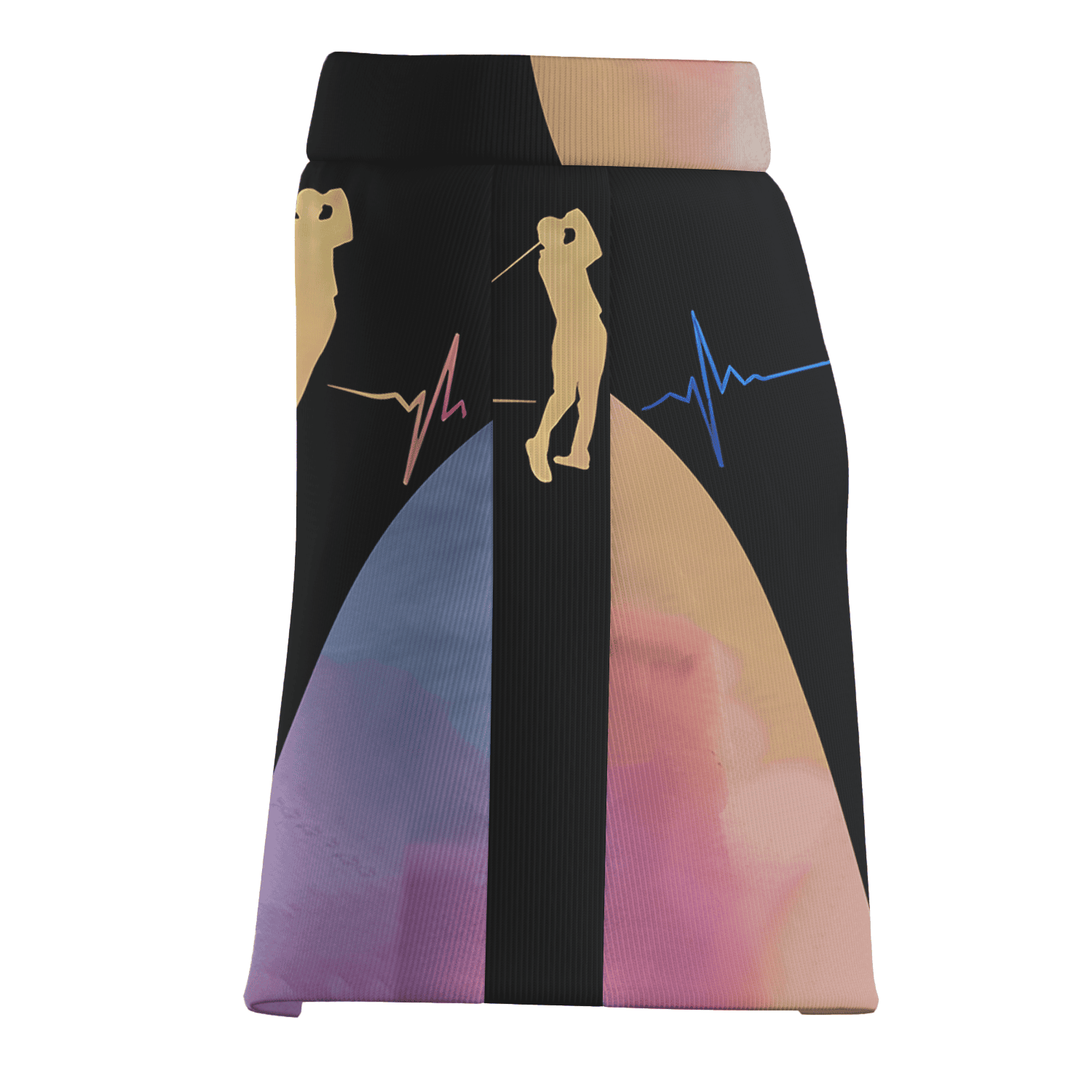 Personalized Women's Black Golf Skort, Watercolor Pastel Sides, Golfer EKG Print W3296 additional image 3