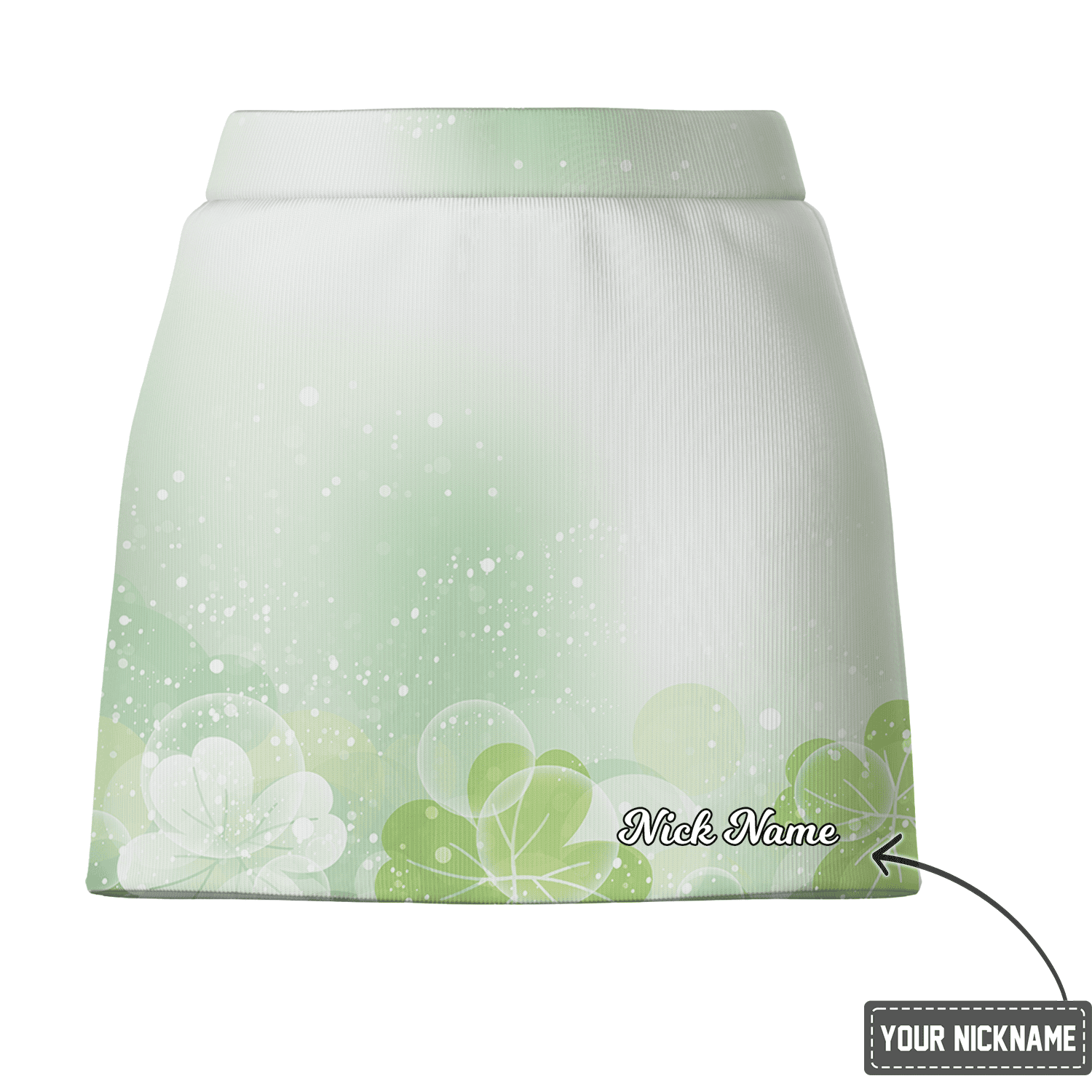 Personalized Women's White Green Gradient Shamrock Print Golf Skort M1283 additional image 2