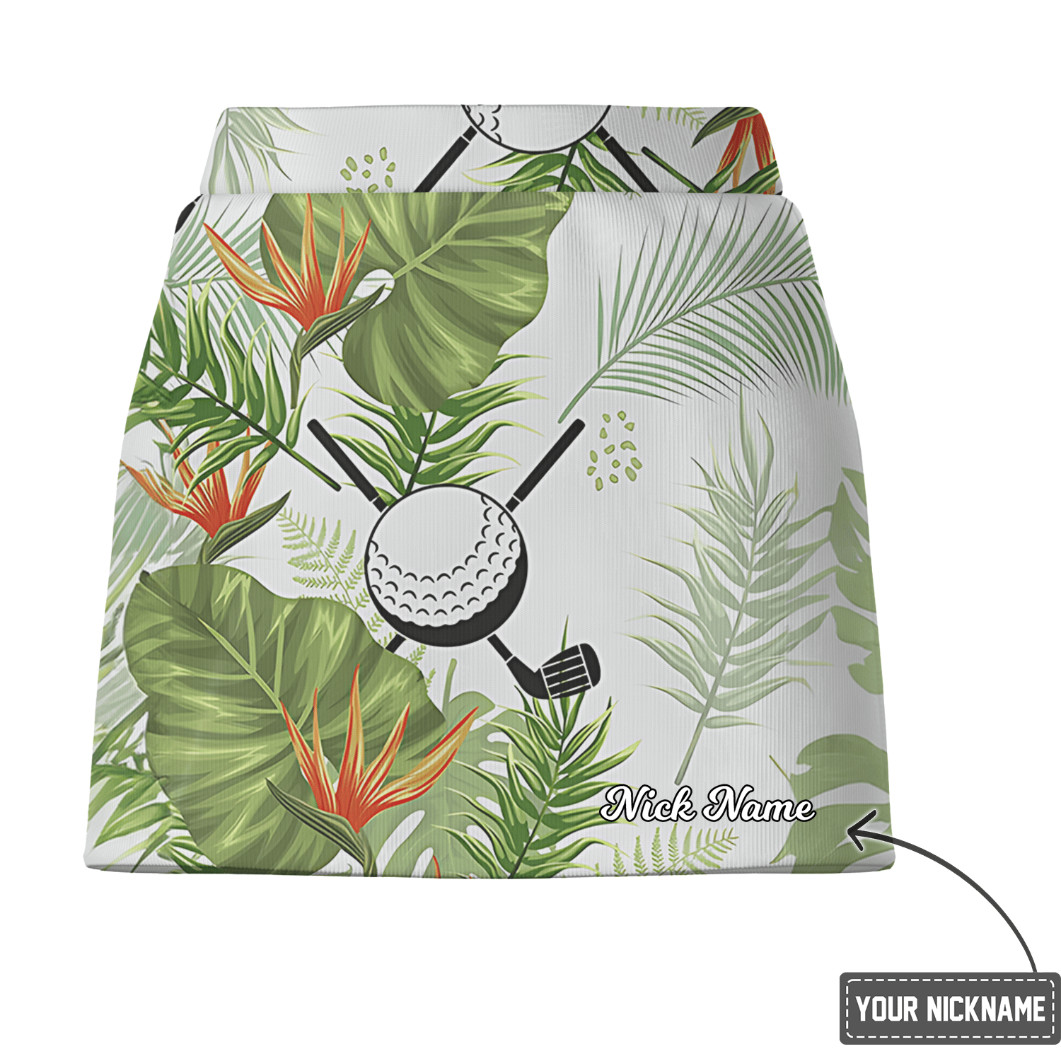 Personalized Women's White Green Tropical Leaf & Golf Print Golf Skort Q8623 additional image 2