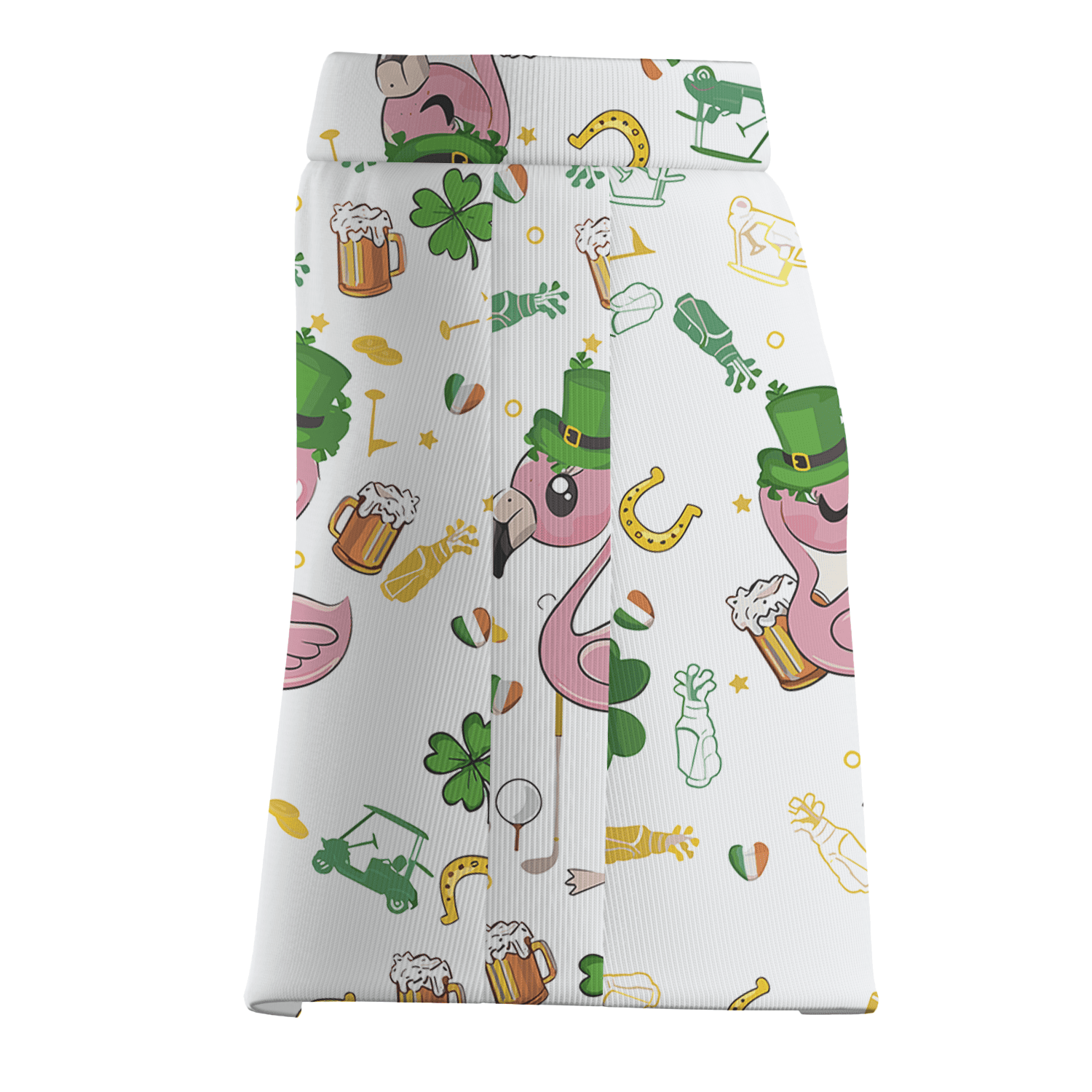 Personalized Women's White St Patrick's Day Leprechaun Flamingo Golf Skort Q9370 additional image 3