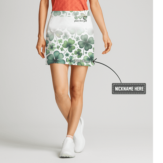 Personalized Women's Lucky Clover Green & White Athletic Golf Skort G8445 main image - S