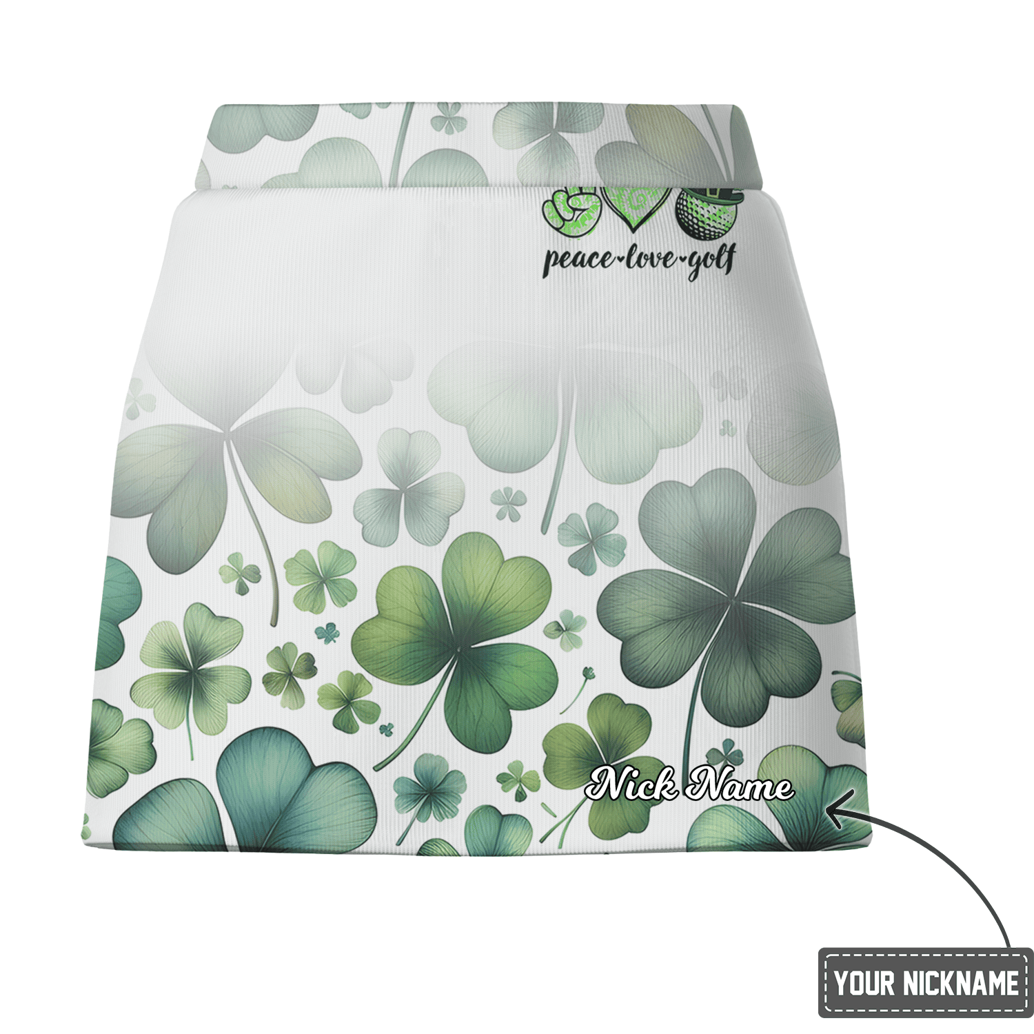 Personalized Women's Lucky Clover Green & White Athletic Golf Skort G8445 additional image 2