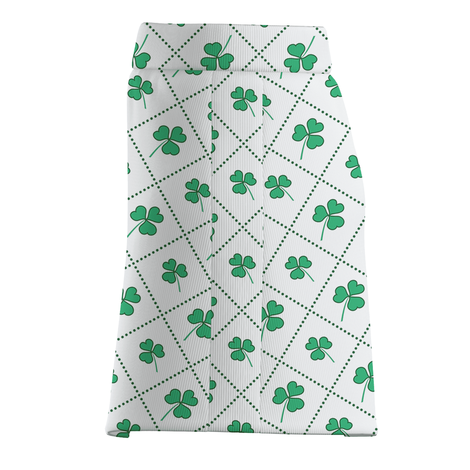 Personalized Women's White Green Shamrock Golf Skort, Athletic Clover Grid Print K1105 additional image 3