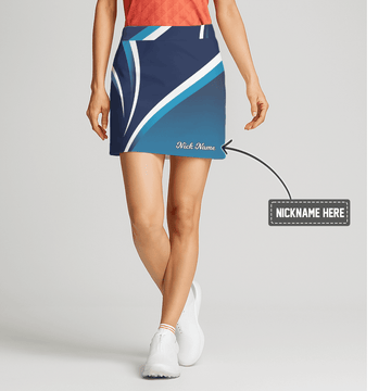 Personalized Women's Navy Teal White Abstract Athletic Golf Skort J4301 main image - S