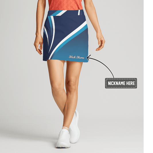 Personalized Women's Navy Teal White Abstract Athletic Golf Skort J4301 main image - S