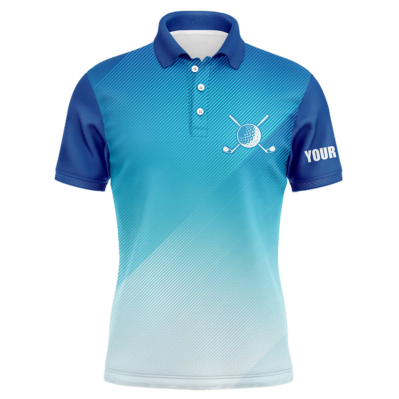 Men's Custom Blue Pattern Golf Polo Shirt - Stylish Golf Attire for Men T111