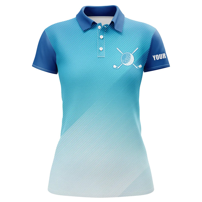 Women's Custom Blue Pattern Golf Polo Shirt - Stylish Sportswear for Female Golfers T111