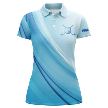 Women's Custom Blue Pattern Golf Polo Shirt - Stylish Sportswear for Ladies T112