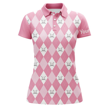 Women's Pink Argyle Plaid Golf Polo Shirt N5156