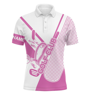 Men's Pink and White Golf Polo Shirt N6358