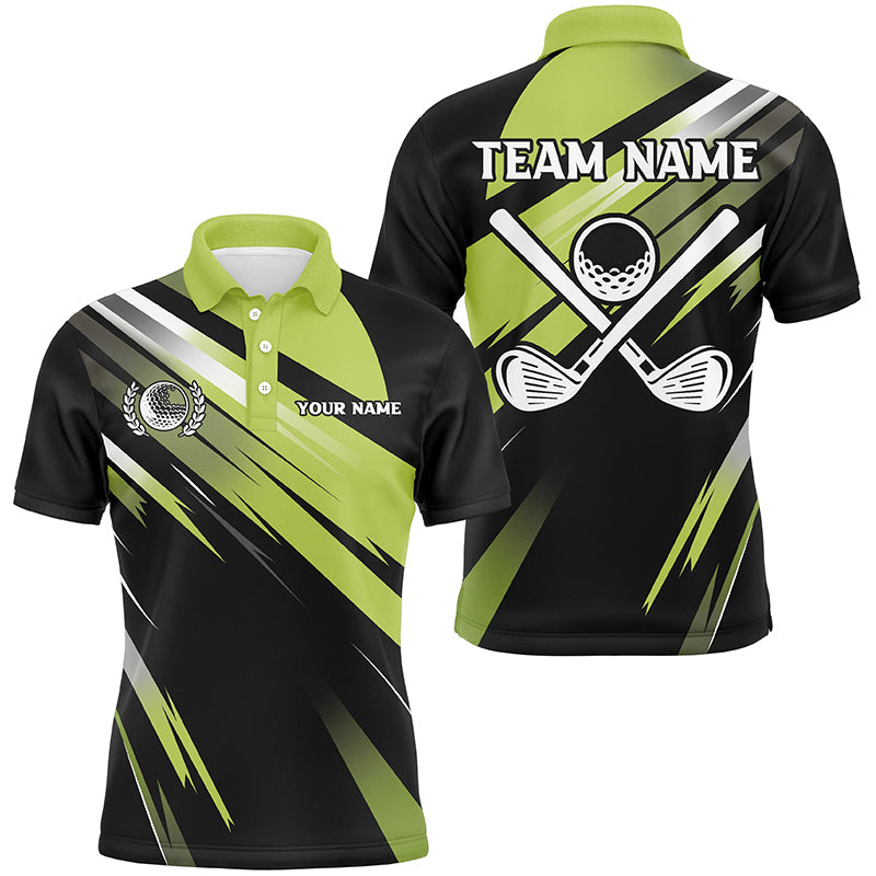 Custom Men's Golf Polo Shirts in Green and Black - Perfect Golf Attire and Gift for Golfers N7531