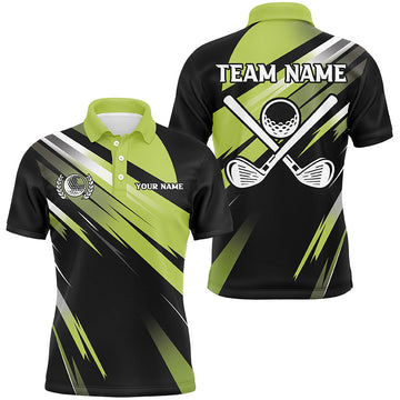 Custom Men's Golf Polo Shirts in Green and Black - Perfect Golf Attire and Gift for Golfers N7531