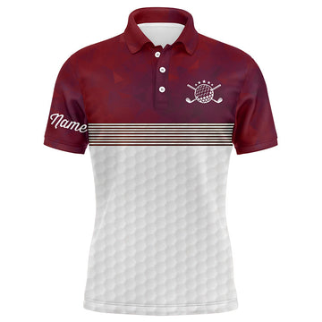 Men's Red & White Custom Name Golf Polo Shirt N6450