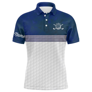 Men's Blue and White Custom Golf Polo Shirt N6283