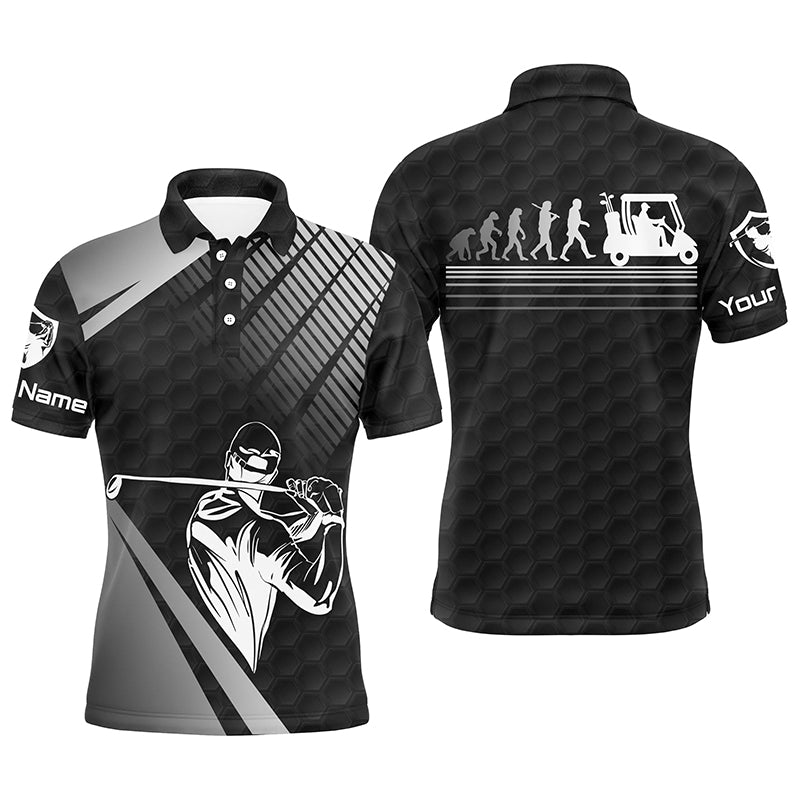 Personalized Black Golf Evolution Men's Polo Shirt - Funny Men's Golf Top N4698