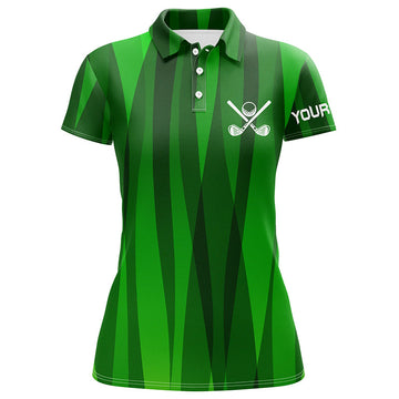 Custom Name Green Striped Women's Golf Polo Shirt - Unique Golf Gift for Ladies N7136