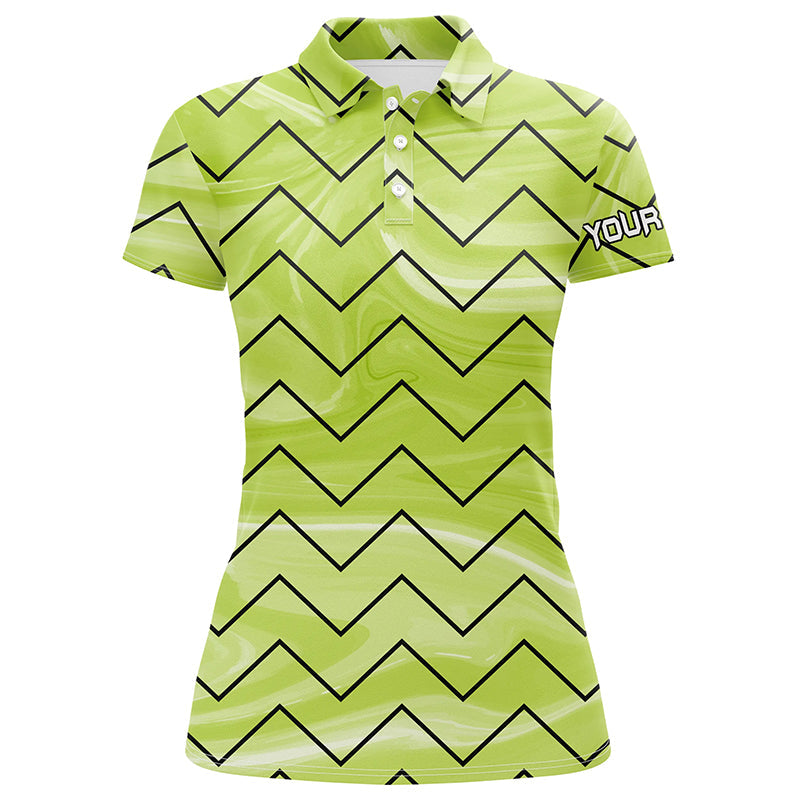 Women's Personalized Golf Polo Shirts with Green Stripes - Stylish Ladies' Golf Tops, Perfect Gifts for Golf Enthusiasts N7137