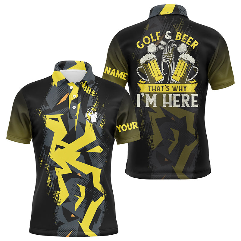 Men's Custom Black and Yellow Camo Golf Polo Shirt - Perfect for Golf and Beer Lovers N7427