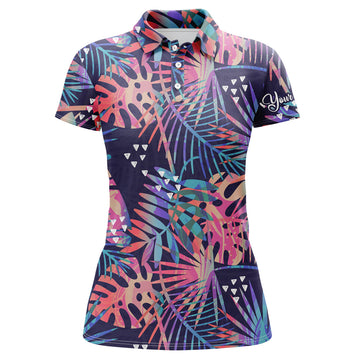 Women's Tropical Plant Print Golf Polo Shirt N3713