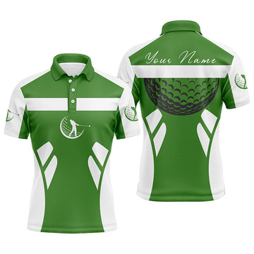 Personalized Green and White Men's Golf Polo Shirts - Ideal Golf Gifts for Men N7254