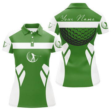 Personalized Green and White Women's Golf Polo Shirt - Stylish Golf Gifts for Ladies N7254