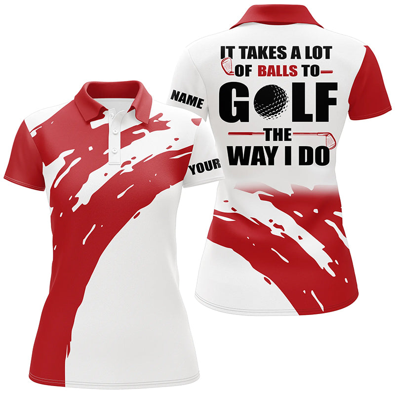 Humorous White Women's Custom Golf Polo Shirt - It Takes Courage to Golf Like Me N7013