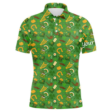 Men's Saint Patrick's Day Green Pattern Golf Polo Shirts - Custom Team Golf Polos for Men N4724