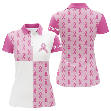 Women's Custom Pink Breast Cancer Pink Ribbon Golf Polo Shirt for Ladies N7454