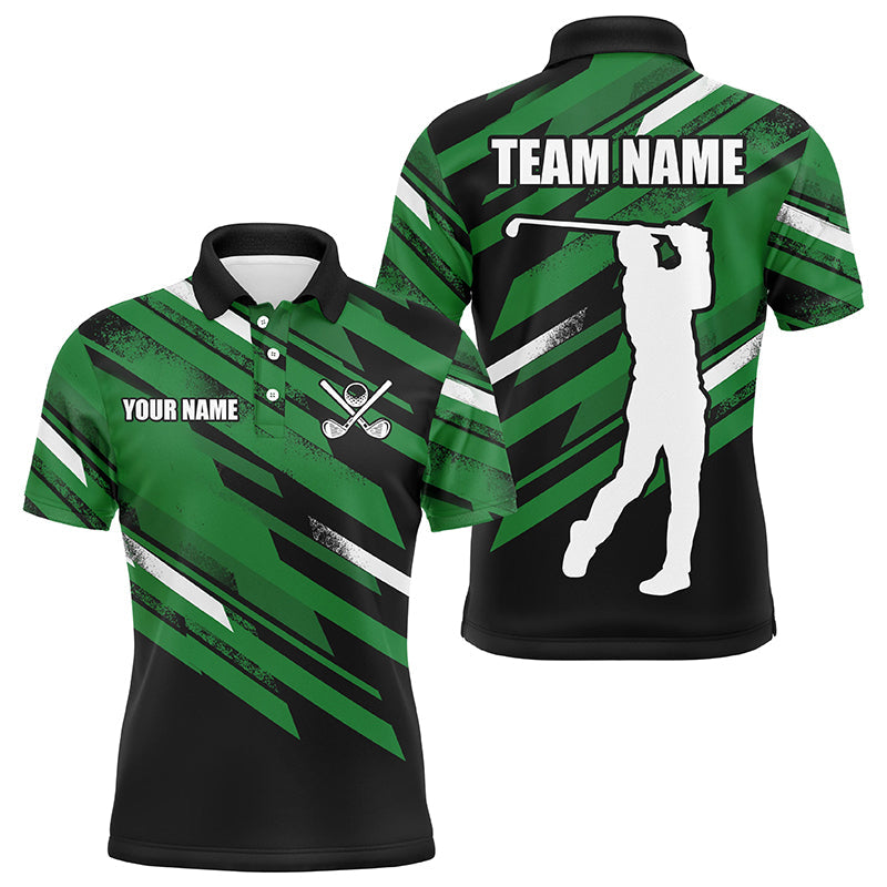 Men's Custom Black and Green Golf Polo Shirts - Stylish Golf Attire for Men N7456