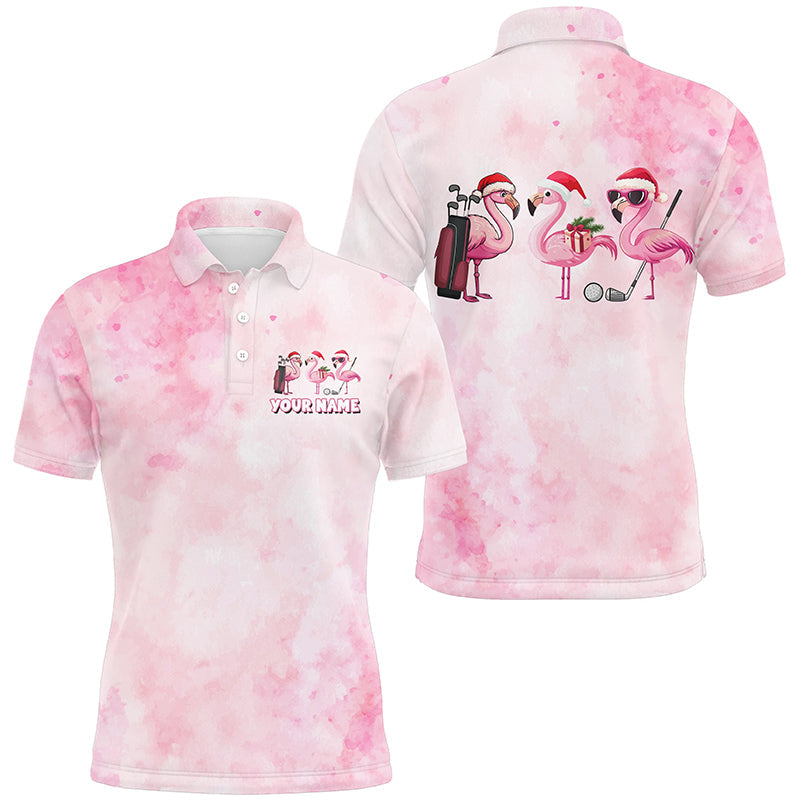 
Pink Flamingo Men's Christmas Golf Polo Shirt - Custom Holiday Golf Apparel, Perfect Gift for Golfers
 N8243