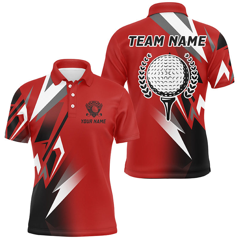 Black and Red Men's Golf Polo Shirt - Custom Golf Shirt for Men, Ideal Golf Gift N7482