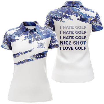 Impress Your Golf Buddies with a Custom Name Women's Blue Polo Shirt - Perfect Golf Gift! N3763