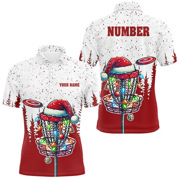 Grunge Forest Christmas Disc Golf Polo Shirt for Men | Custom Team Apparel N8950