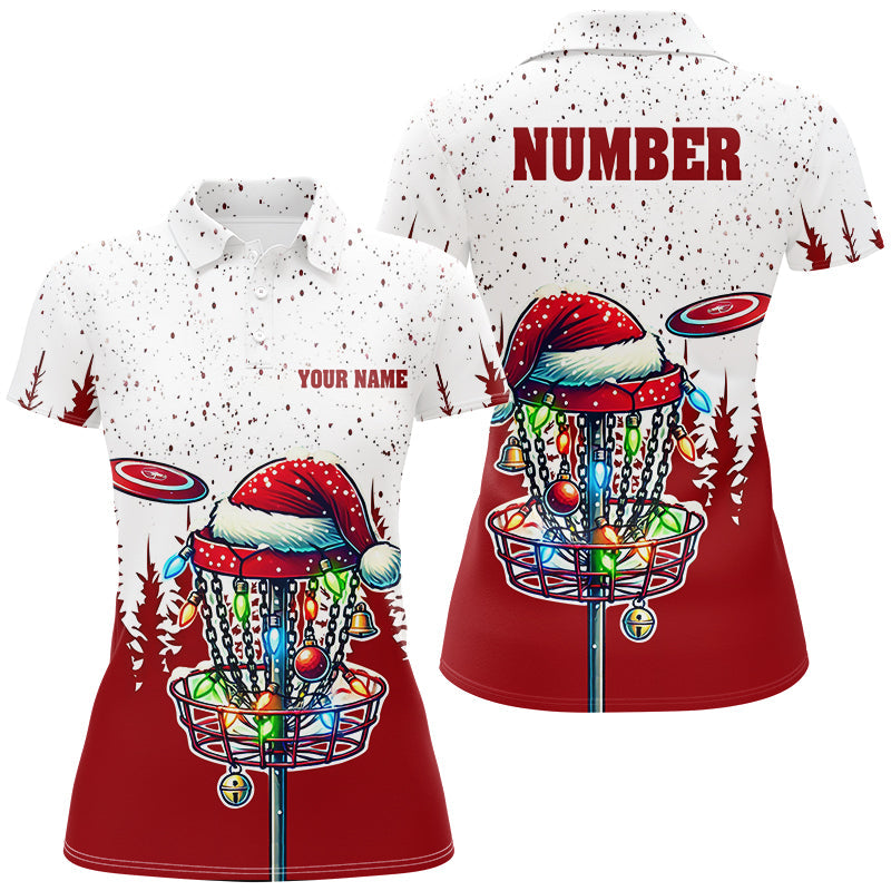 Grunge Forest Christmas Disc Golf Basket Women's Polo Shirt - Custom Team Apparel for Disc Golf Enthusiasts N8950