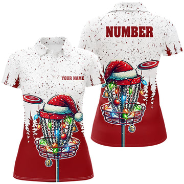 Grunge Forest Christmas Disc Golf Basket Women's Polo Shirt - Custom Team Apparel for Disc Golf Enthusiasts N8950